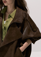 Suede-Texture Biker Jacket
